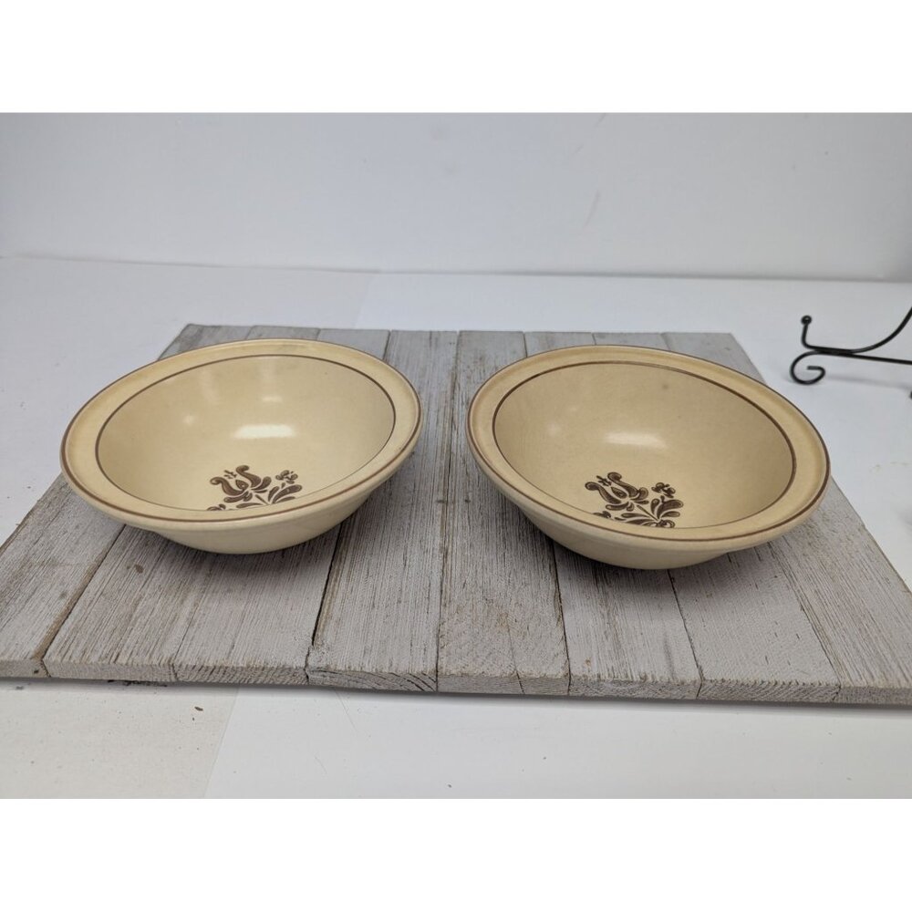 Set of 2 Pfaltzgraff Village Tan Cereal Bowl USA 6" Rimmed